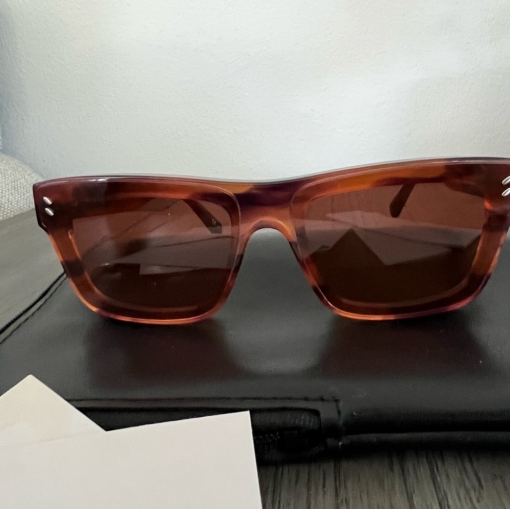 NWT HAVANA ORANGE STELLA McCARTNEY SC0197S 004 SQUARE SUNGLASSESS. ☆ - Picture 5 of 11